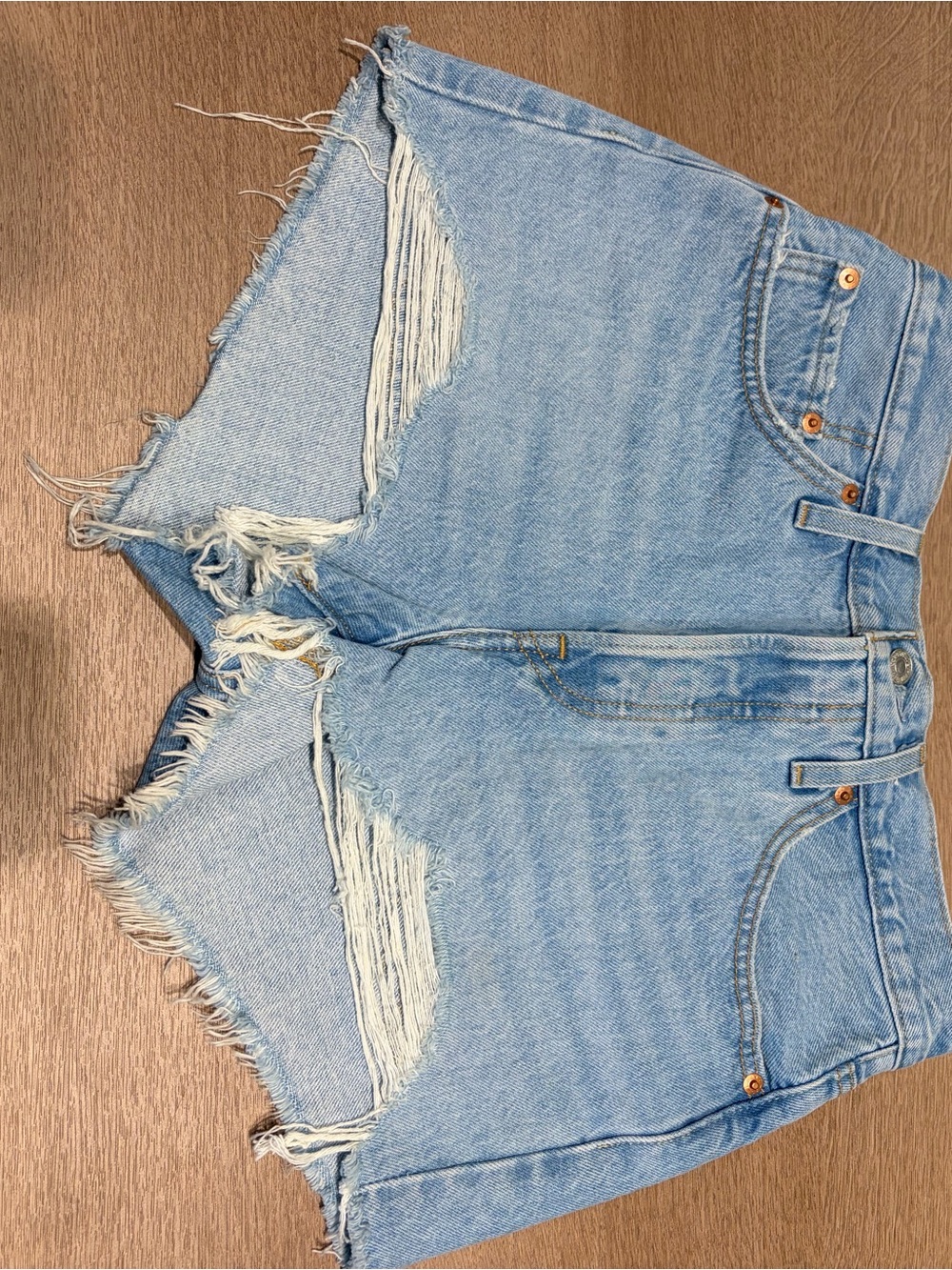 Levi's Light Blue Distressed Denim Cutoff Shorts